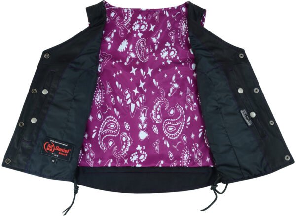 Leather Vest - Women's - Gun Pockets - Purple Paisley Liner - DS261-DS