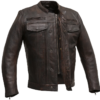 The Raider - Men's Copper Diamond Naked Leather Motorcycle Jacket - Up To Size 5XL - SKU FIM263CVZ-FM