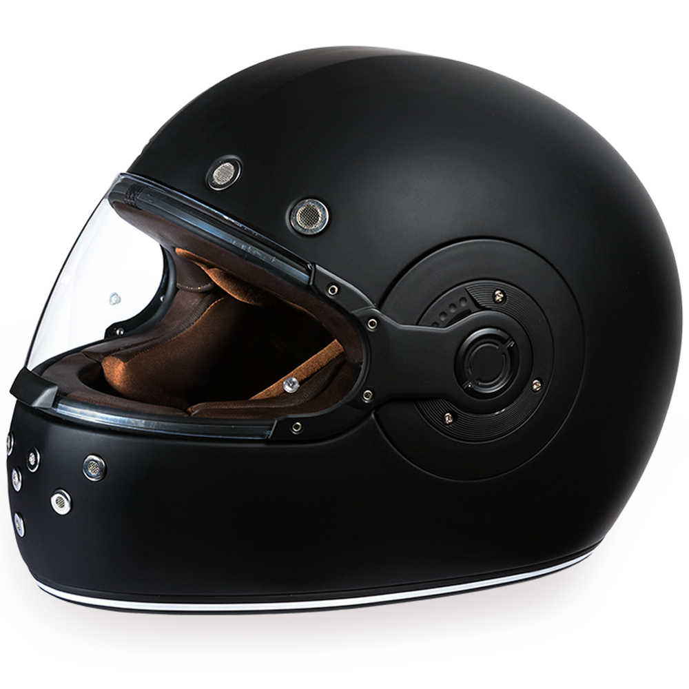 DOT Motorcycle Helmet - Retro Dull Black - Full Face - R1-B-DH