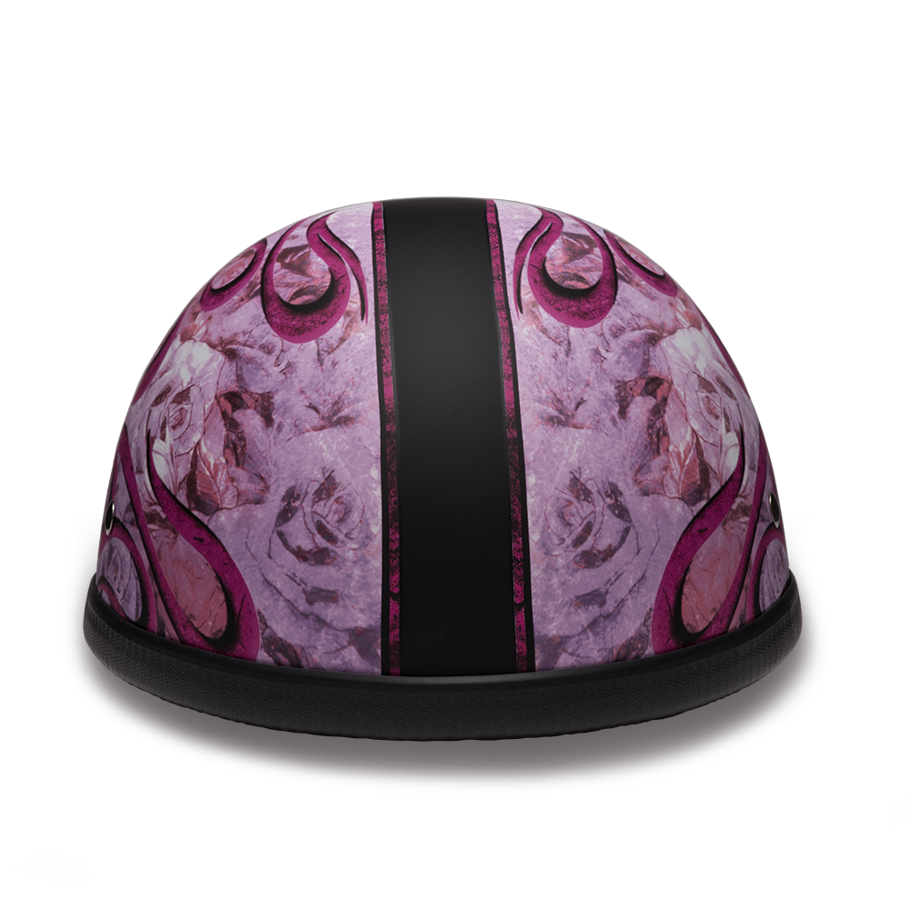 Novelty Motorcycle Helmet - Pink Flames - Eagle Shorty - 6002FP-DH