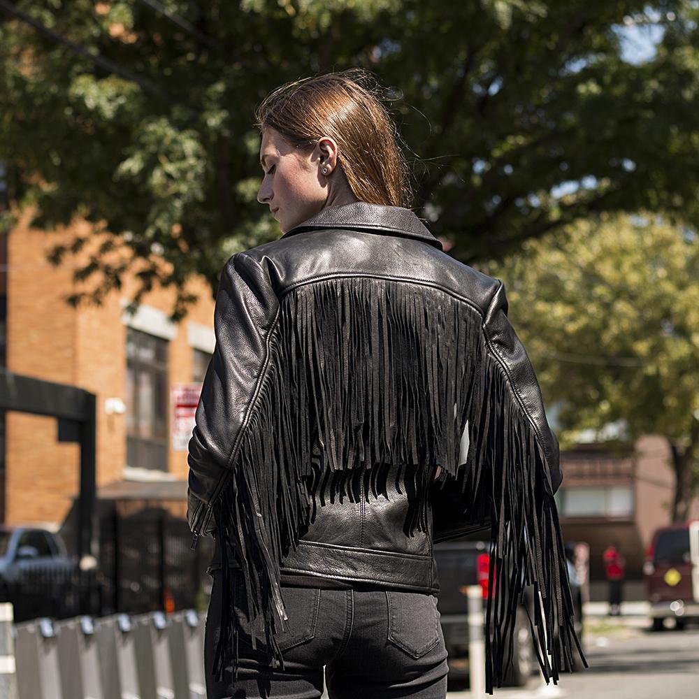 Daisy - Women's Western Leather Jacket With Fringe - Tassels - Choice of Colors - WBL1503