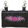 Leather Belt Bag - Pink - Rose Design - Handbag - BAG35-EBL6-PINK-DL