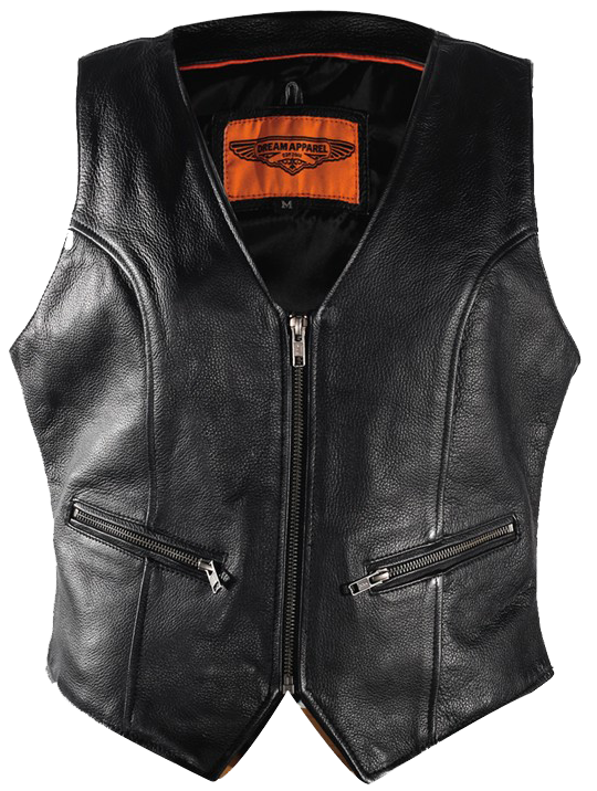 Leather Motorcycle Vest - Women's - Naked - Zippers - LV8507-11-DL