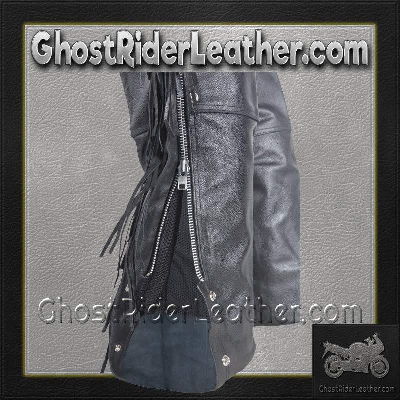 Leather Chaps - Braid and Fringe - Up To 10XL - Unisex - C337-RC-DL
