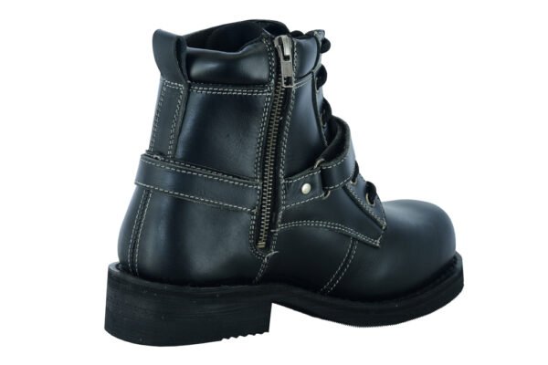 Leather Motorcycle Boots - Women's - Black - Side Zippers - DS9766-DS