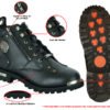 Men's Black 6 Inch Motorcycle Boots - Side Zipper - Plain Toe - DS9730-DS