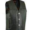Leather Motorcycle Vest - Men's - Gun Pockets - Buffalo Nickel Snaps - Up To 8XL - DS125-DS