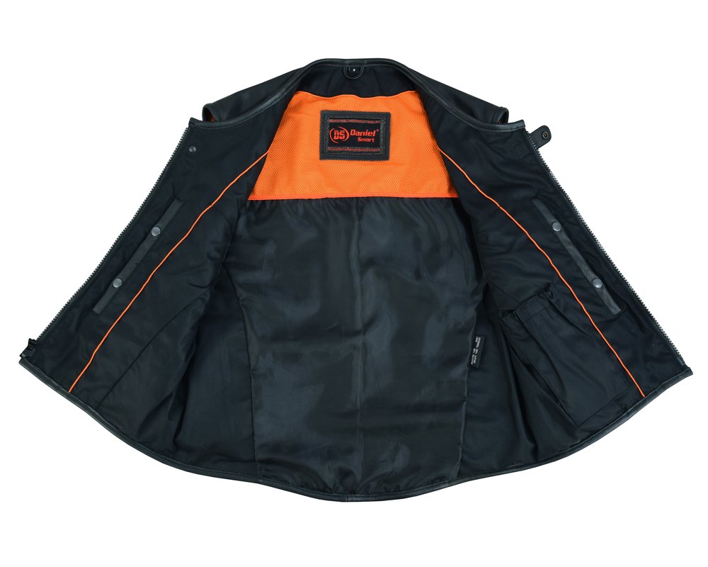 Leather Motorcycle Vest - Men's - Updated SWAT Team - Up To 8XL - DS007-DS
