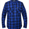 Flannel Motorcycle Shirt - Men's - Blue Black Plaid - Up To Size 5XL -TW206-03-UN