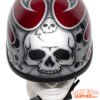 Novelty Motorcycle Helmet - Silver Skulls - Burgundy Flames - H401-D4-BURG-1-DL Novelty Motorcycle Helmet - Silver Skulls - Burgundy Flames - H401-D4-BURG-1-DL