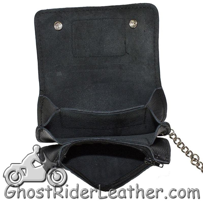 7.75 inch Heavy Duty Black Leather Chain Wallet - American Pride - Bifold - SKU GRL-WALLET3-11HD-DL