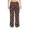 Doodle Peaches - Pink Orange Green on Black - Women's Pajama Pants (AOP)