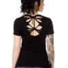 Women's Sliced Back Shirt - Dare Devil Heart - 7680BLK-DS