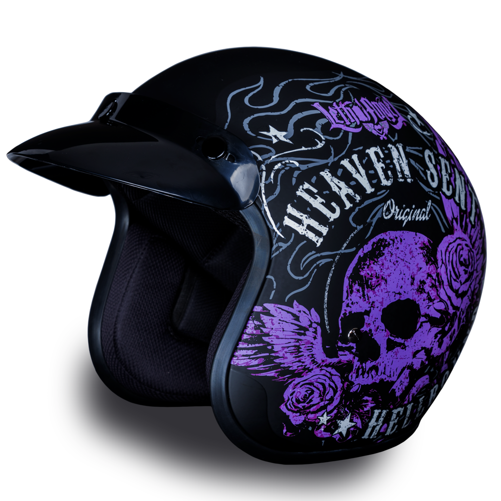 DOT Motorcycle Helmet - Purple Heaven Sent - Open Face - 3/4 - DC6-HS-DH