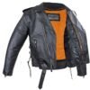 Embossed Eagle Motorcycle Jacket with Side Laces and Live To Ride - SKU MJ703-SS-DL