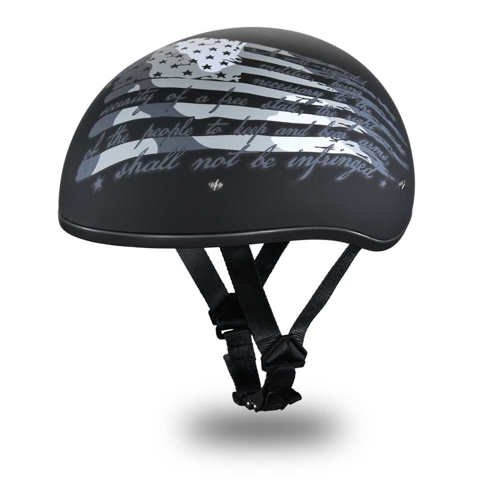 DOT Motorcycle Helmet - 2nd Amendment - Black - Guns - Shorty - D6-SA-DH