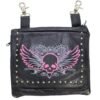 Leather Belt Bag - Pink - Gun Pocket - Flying Skull Design - Handbag - BAG36-EBL10-PINK-DL