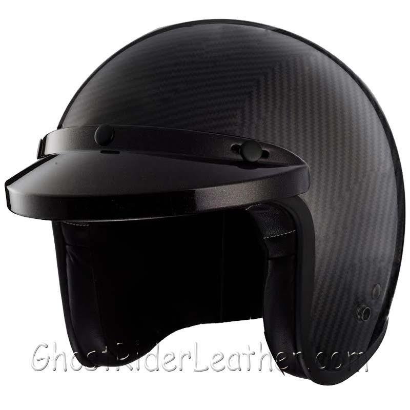 DOT Motorcycle Helmet - Real Carbon Fiber - 3/4 - Open Face - RM-68-HI