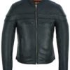 Men's Tall Leather Motorcycle Jacket - Big and Tall - Men's Racer Jacket - DS701TALL-DS