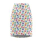 Doodle Hearts - Red Pink White - Women's Pencil Skirt (AOP)