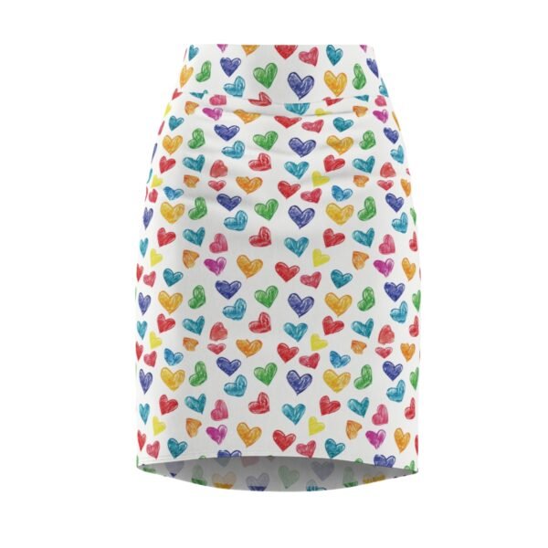 Doodle Hearts - Red Pink White - Women's Pencil Skirt (AOP)