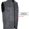 Gray Leather Motorcycle Vest - Men's - Club Style - Up To 64 - MR-MV7320-ZIP-16-DL