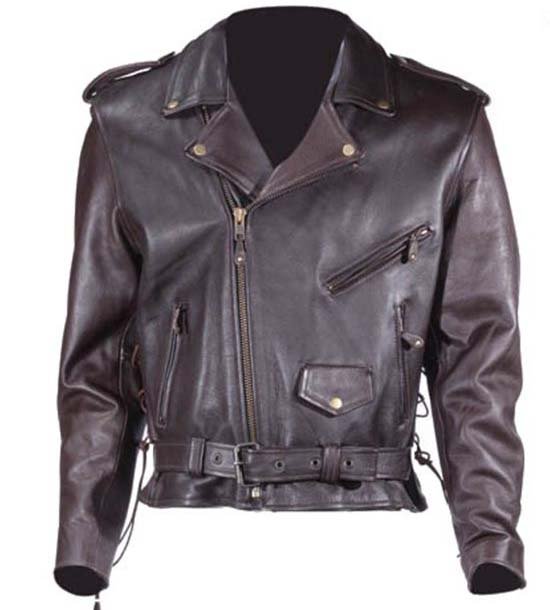 Embossed Eagle Retro Brown Motorcycle Jacket with Side Laces and Live To Ride - SKU MJ703-02-DL