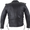 Leather Motorcycle Police Style Jacket with Side Laces and Vents - Up To Size 72 - SKU MJ201-SS-DL