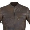 Leather Motorcycle Jacket - Men's - Concealed Carry Pockets - Brown - MJ796-BRN-11DL