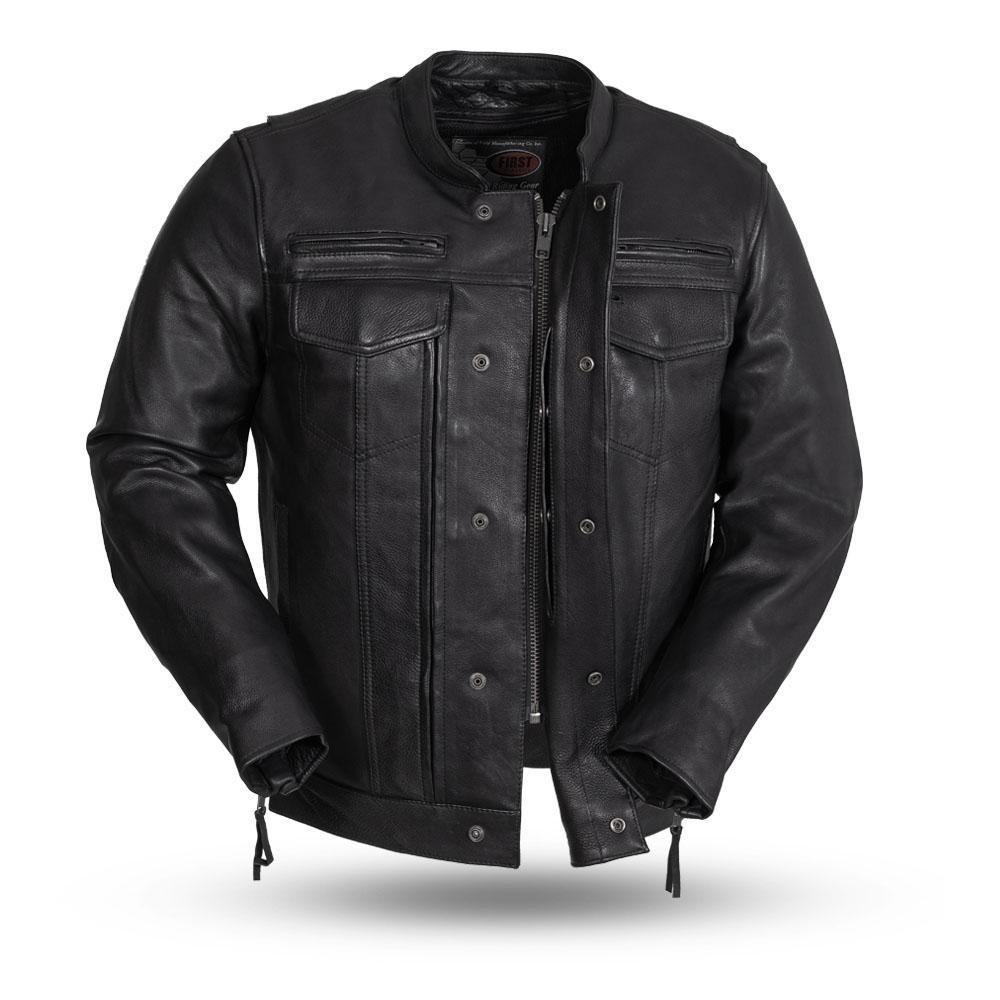 Leather Motorcycle Jacket - Men's - Black - Up To Size 8XL - Raider - FIM263CDMZ-FM