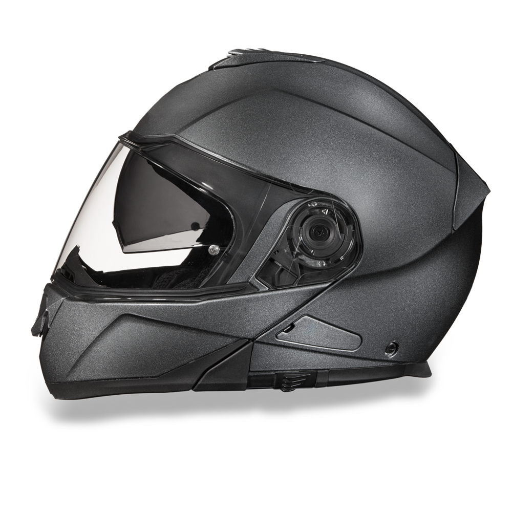 DOT Motorcycle Helmet - Gun Metal Gray Metallic - Modular - Full Face - MG1-GM-DH