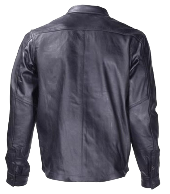 Men's Leather Shirt with Snap Closure - MJ777-SS-DL
