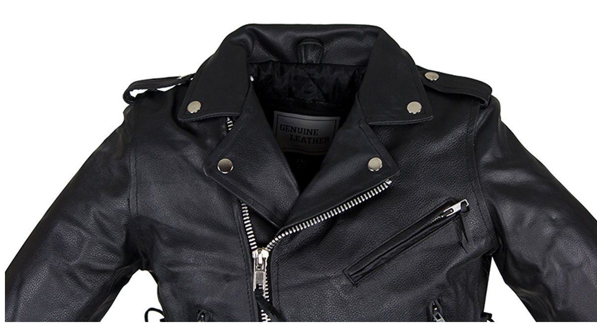 Leather Motorcycle Jacket - Kid's - Teen's - Side Laces - KD344-TEEN-DL