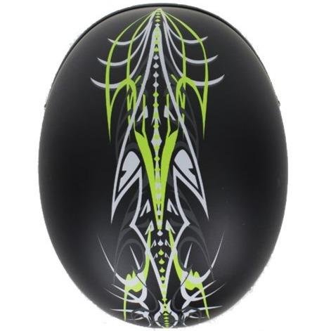 Novelty Motorcycle Helmet - Green Machine Tribal - Shorty - H501-D6-GREEN-DL Novelty Motorcycle Helmet - Green Machine Tribal - Shorty - H501-D6-GREEN-DL