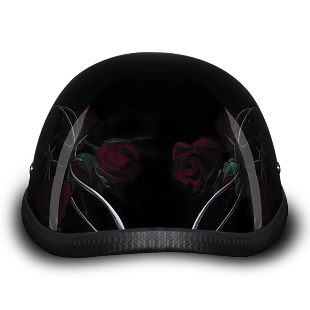 Novelty Motorcycle Helmet - Barbed Roses - Eagle Shorty - 6002BRO-DH