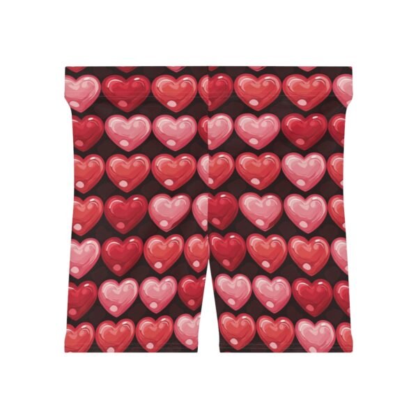 Doodle Hearts - Pink Red on Black - Women's Biker Shorts