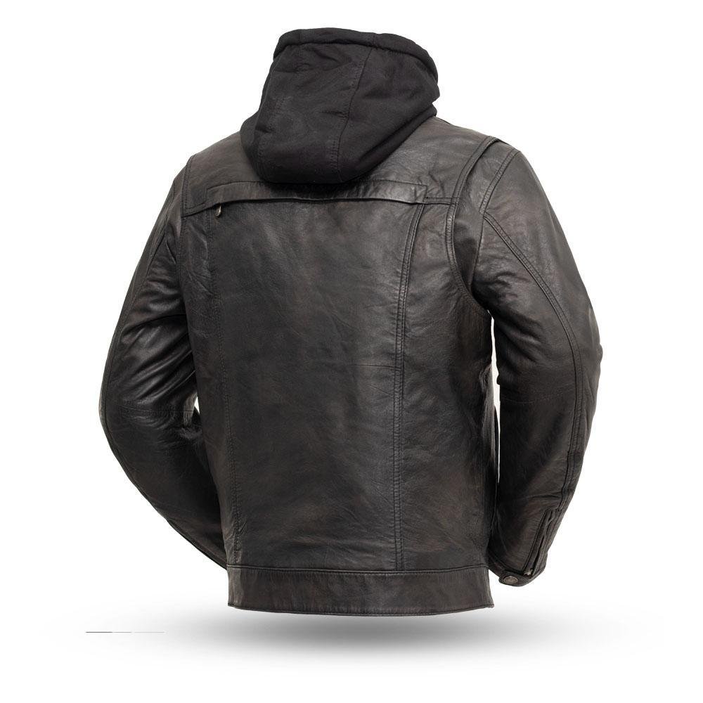 Leather Motorcycle Jacket - Men's - Black / Olive - Vendetta - FIM276SDTZ-FM