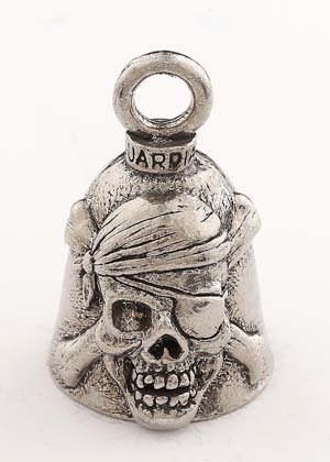 Pirate Skull - Pewter - Motorcycle Guardian Bell® - Made In USA  SKU GB-PIRATE-SKULL-DS