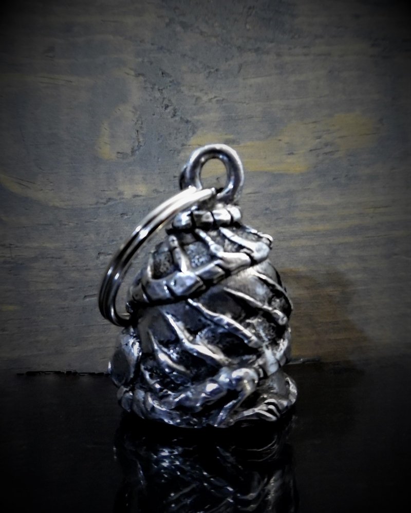 Skull Dragon Diamond - Pewter - Motorcycle Gremlin Bell - Made In USA - SKU BB101-DS