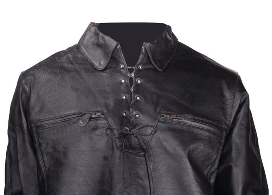 Leather Shirt - Men's - Pullover - Zipper Sides - MJ770-DL