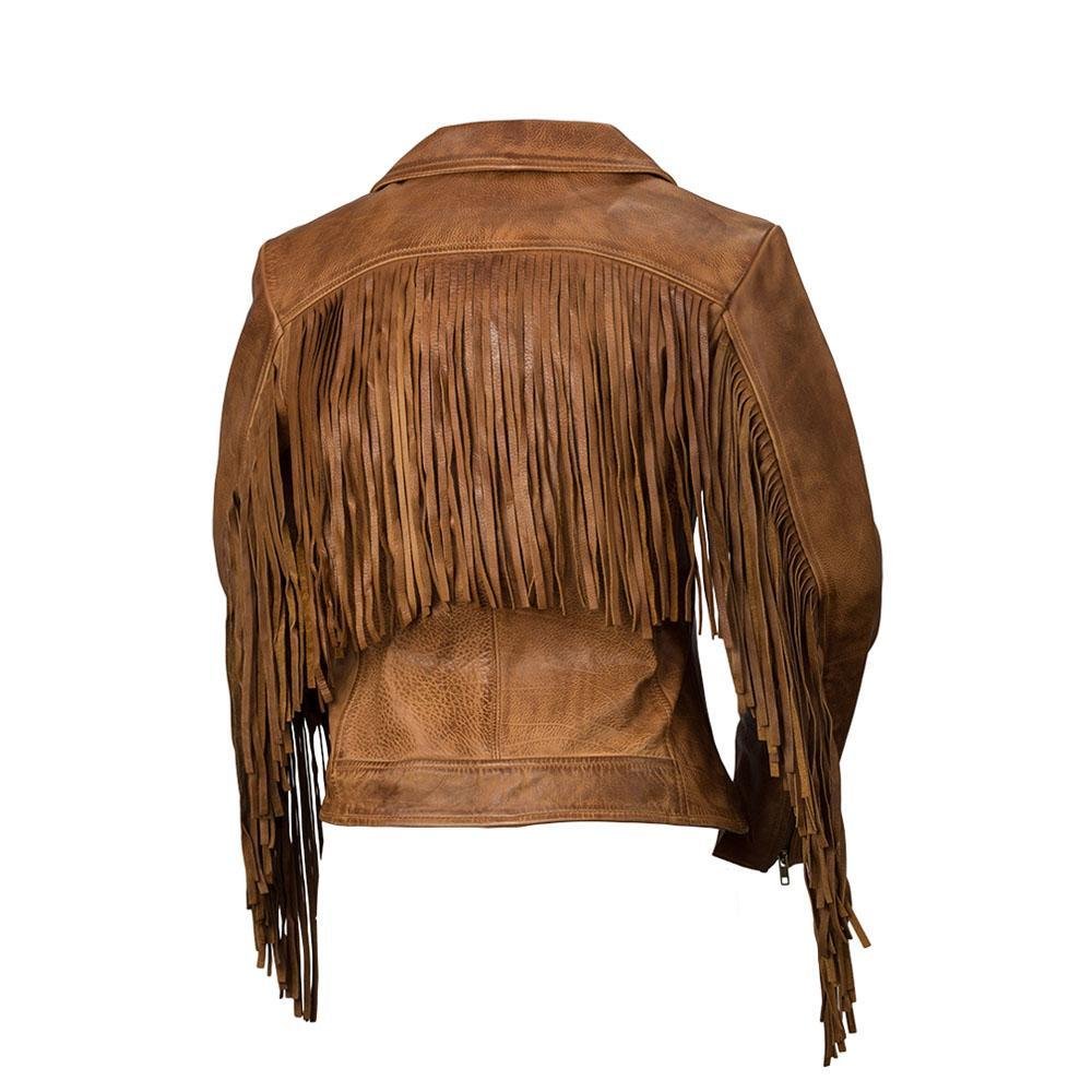 Daisy - Women's Western Leather Jacket With Fringe - Tassels - Choice of Colors - WBL1503