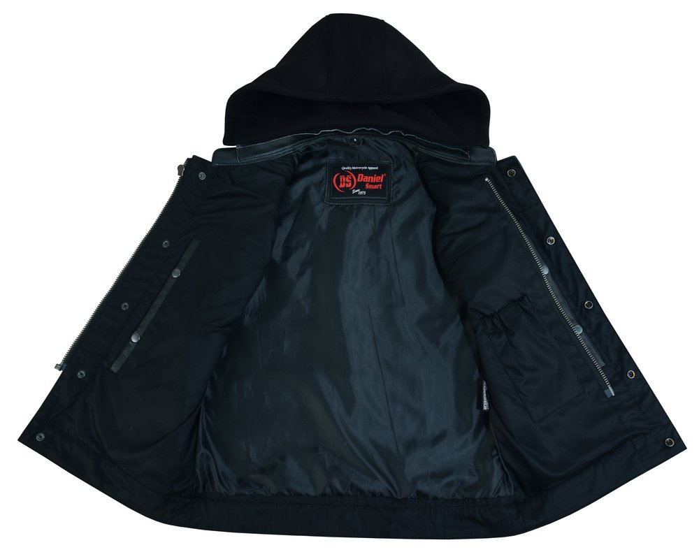 Leather Motorcycle Vest - Men's - Gun Pockets - Hoodie - Up To 12XL - Big and Tall - DS182-DS