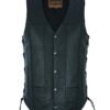 Leather Motorcycle Vest - Men's Tall - Up To Size 5XL - Side Laces - 10 Pocket - Big and Tall - DS144-TALL-DS