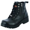 Leather Motorcycle Boots - Women's - Black - Side Zippers - DS9768-DS