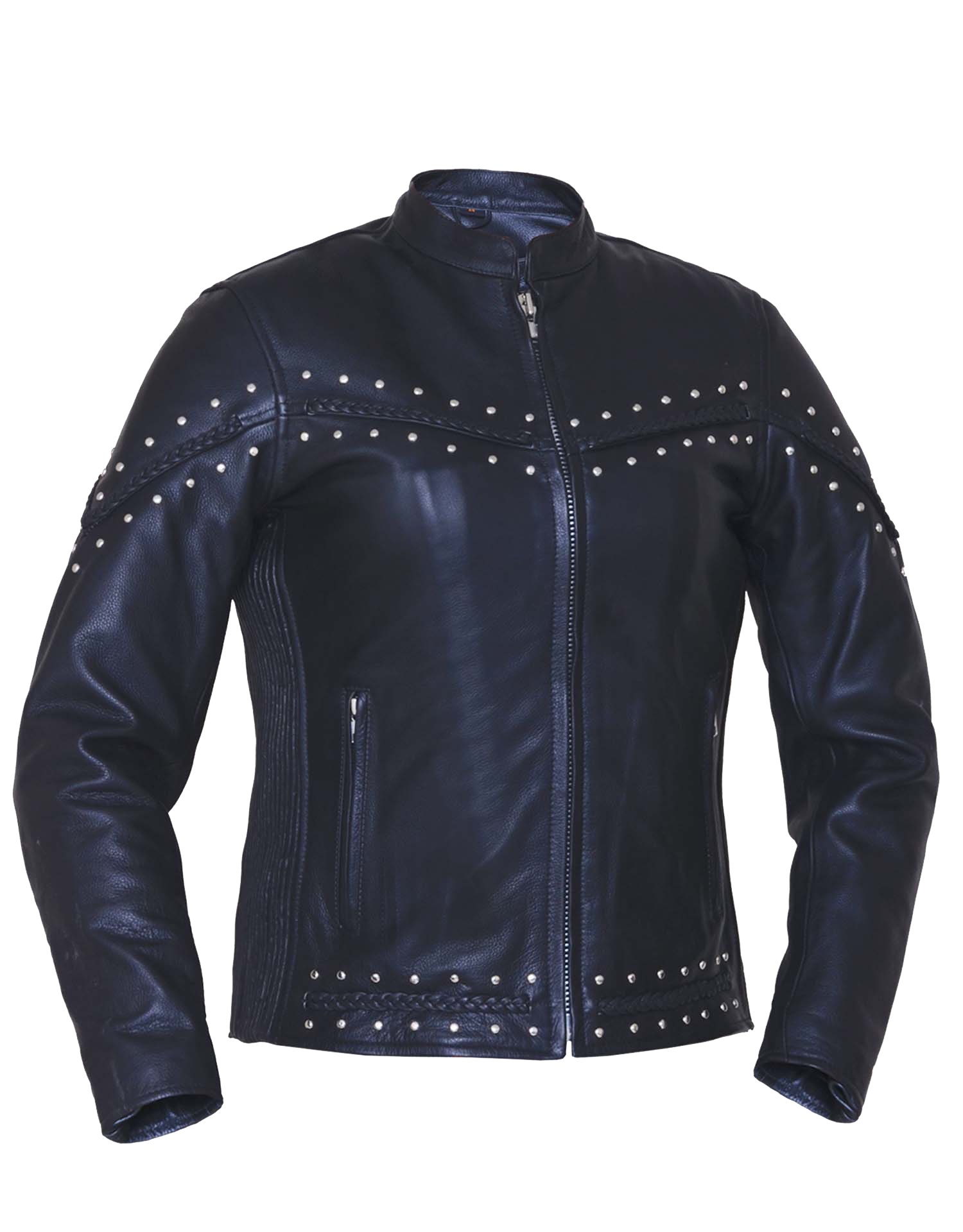 UNIK Ladies Premium Leather Jacket With Studs and Braid Design - SKU 6810-00-UN