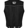 Leather Motorcycle Vest - Women's - Studs - Conchos - Zipper - N-LV8505-11-DL