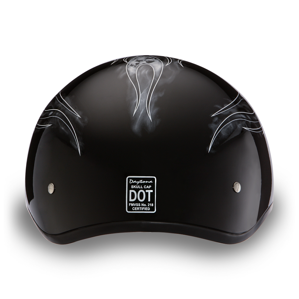DOT Motorcycle Helmet - Skull Silver Flames - Shorty - D6-SFS-DH