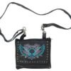 Leather Belt Bag - Teal Blue - Gun Pocket - Flying Skull Design - Handbag - BAG36-EBL10-TEAL-DL