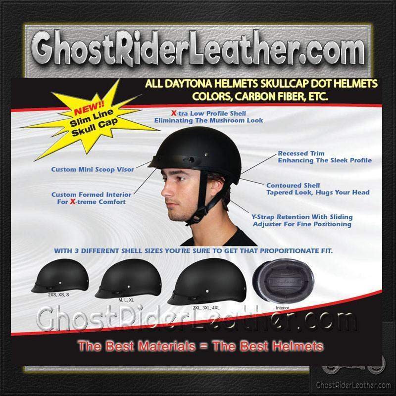 Real Carbon Fiber - DOT Daytona Skull Cap Motorcycle Helmet - With Or Without Visor - D2-G-GNS-DH
