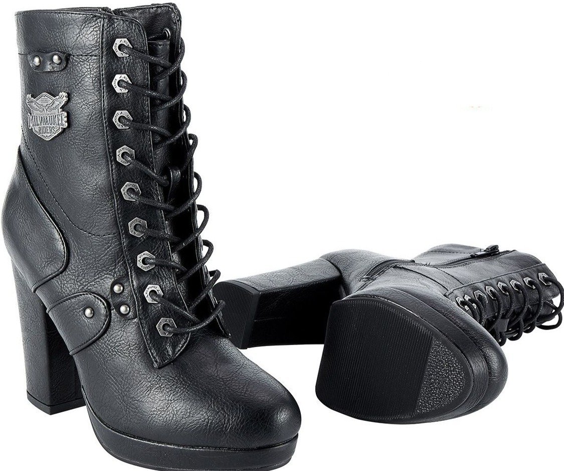 Motorcycle Boots - Women's - Chunky Heel - Inside Zipper - MR-BTL7004-DL